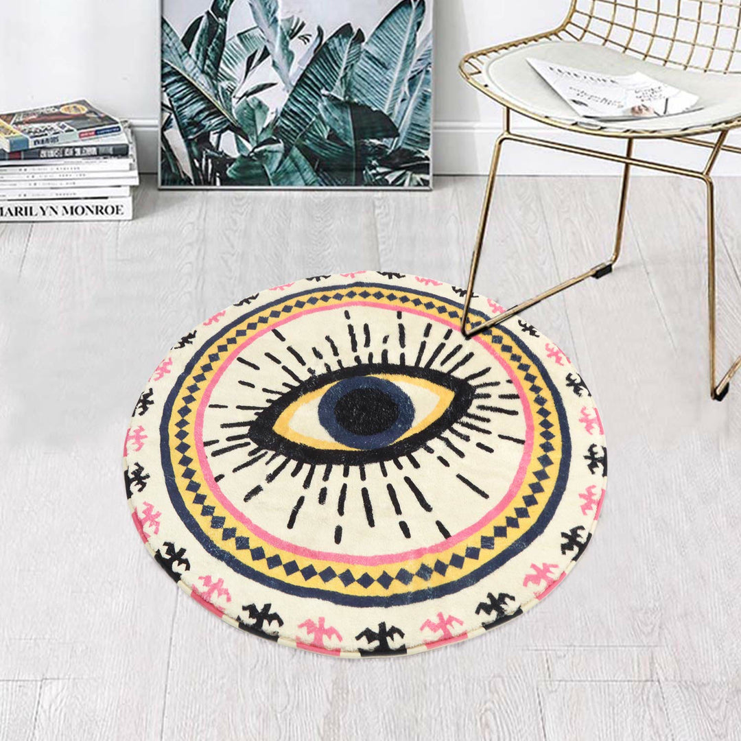 Olivenorma Round Pink Evil Eye Rugs Non-Slip Carpet - image 2
