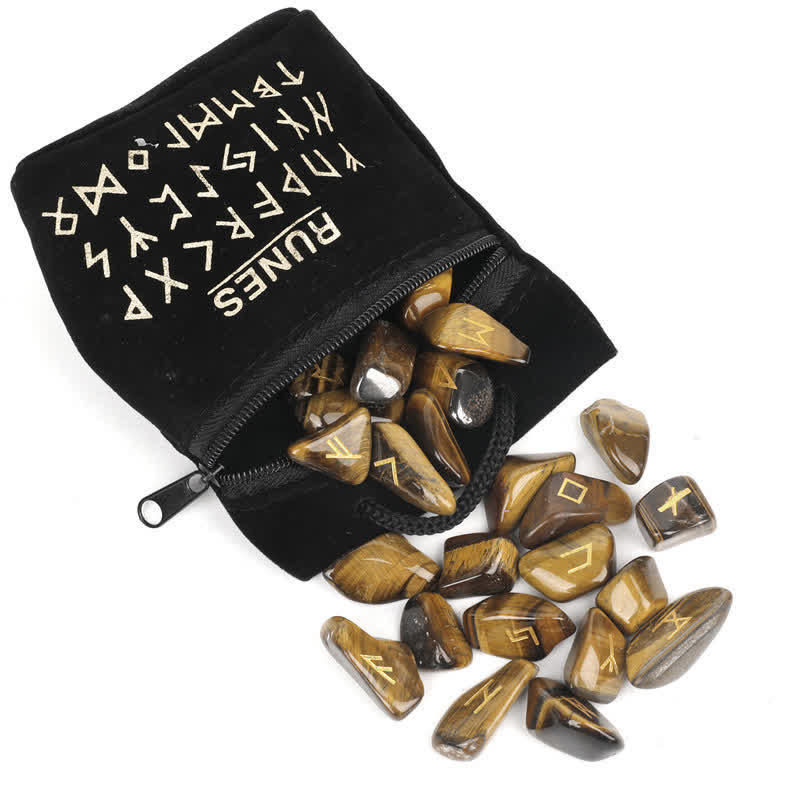Olivenorma Rune Alphabet Carved Graphic Stone Balance Gemstone Decoration - Tiger Eye - image 34