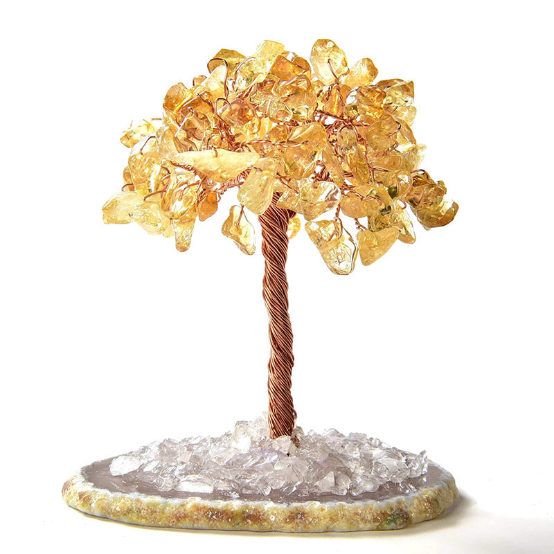 Olivenorma Citrine Natural Gemstone Feng Shui Tree with Agate Base - Citrine - 4 inches - image 0