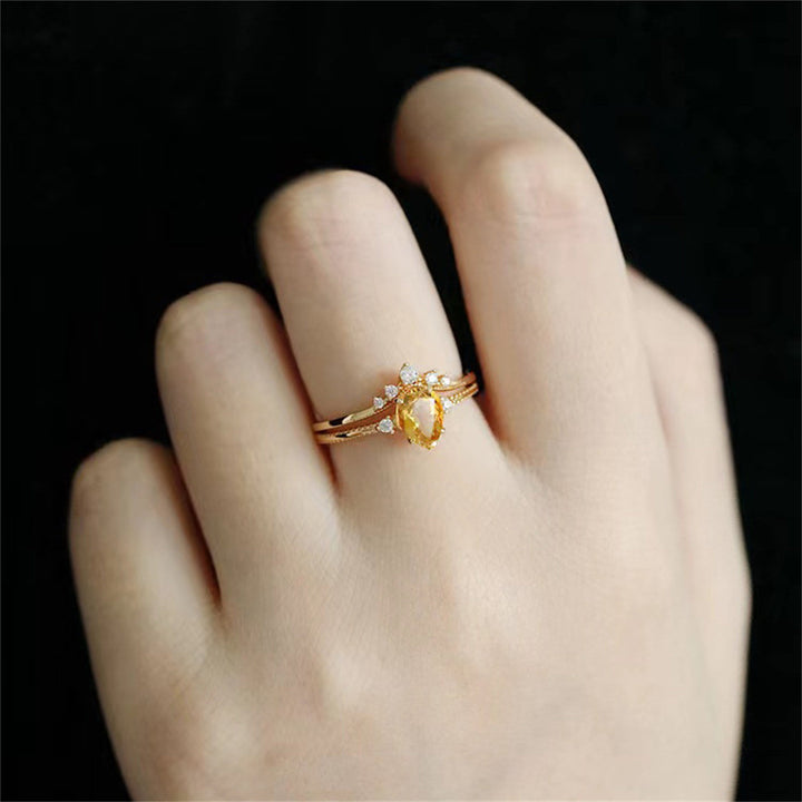 Olivenorma Copper Gold Drop Shape Citrine Ring - image 1