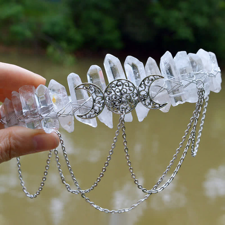 Olivenorma Cresent Moon Goddess Natural Crystal Crown - Clear Crystal#2 - image 33