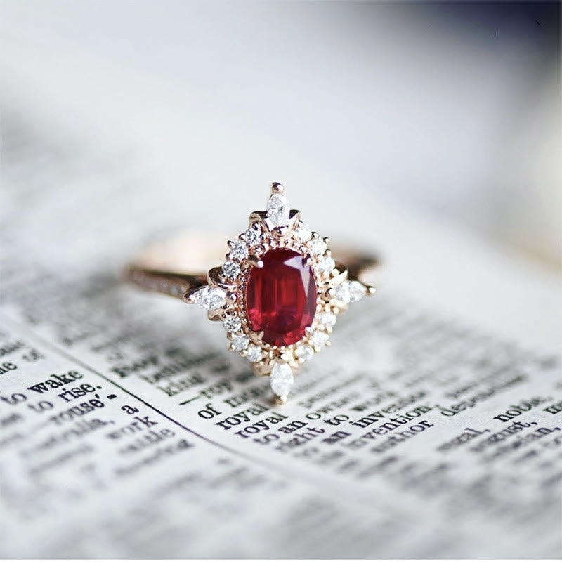 Olivenorma Vintage Ruby "Miss Rose" Atmosphere Ring - image 12
