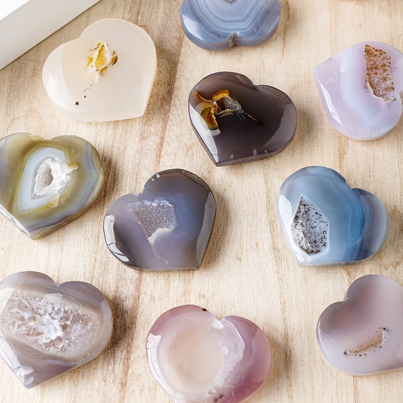 Olivenorma Natural Color Agate Geode Play Stone Crystal Heart - image 3