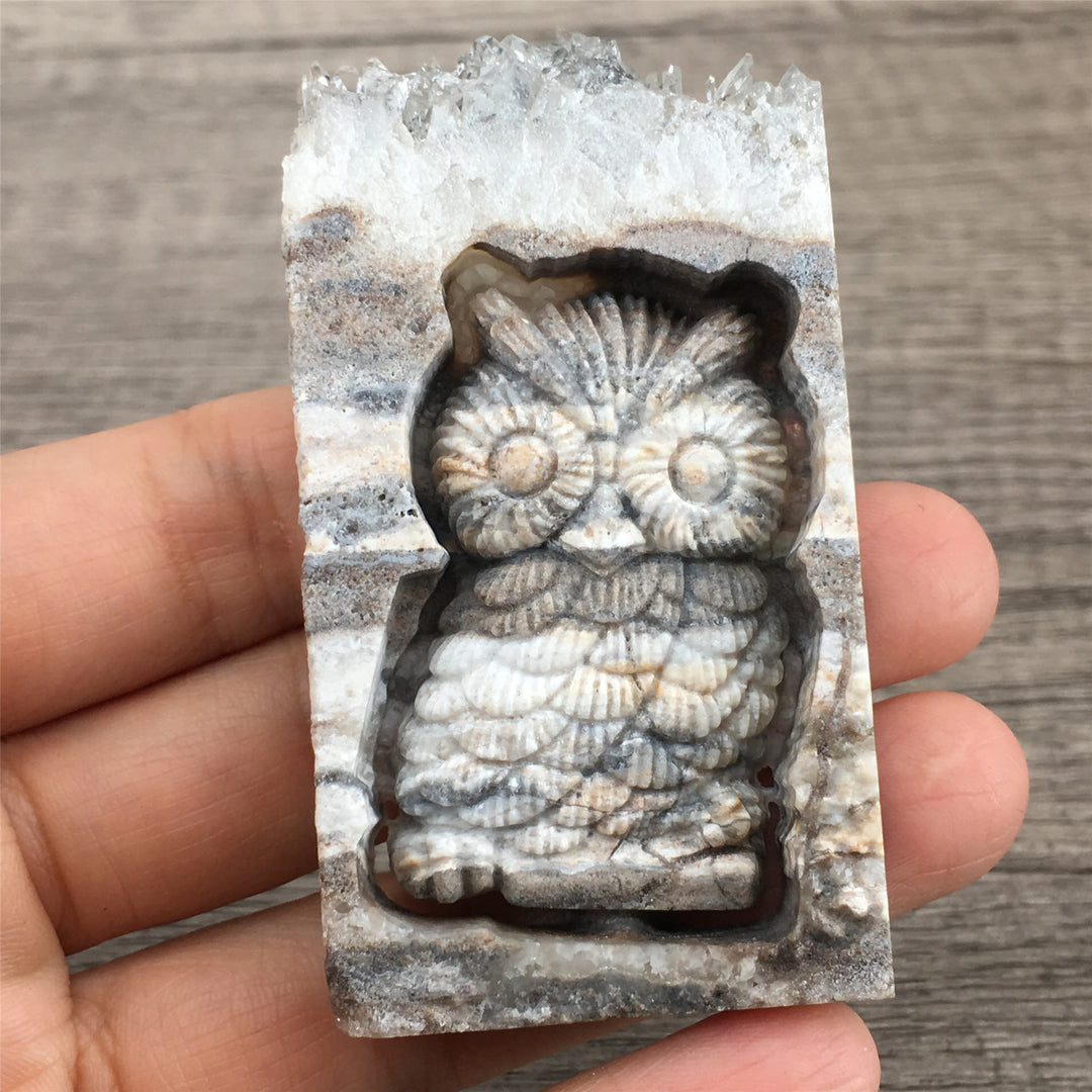 Olivenorma Natural Crystal Carved Crystal Owl Handicraft Ornament - image 2