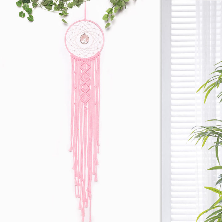 Olivenorma Woven Round Solar Tree of Life Crystal Dream Catcher - Rose Quartz - image 3