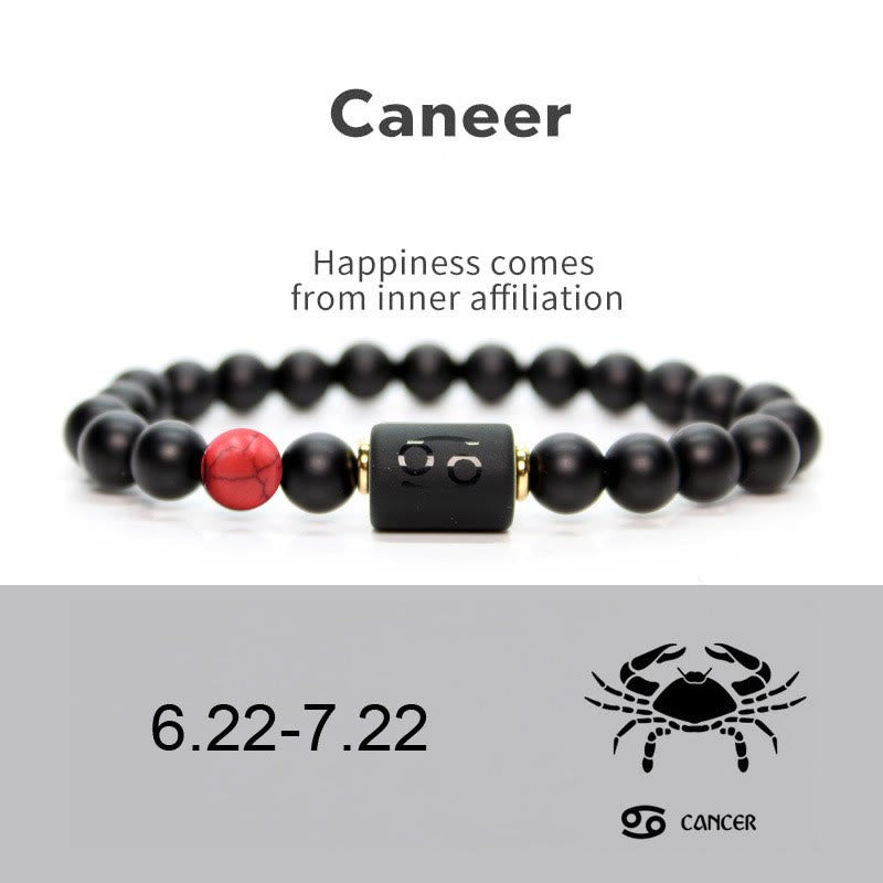 Olivenorma Natural Black Onyx Zodiac Men Bracelet - Cancer#Red Turquoise&Black Onyx - image 11