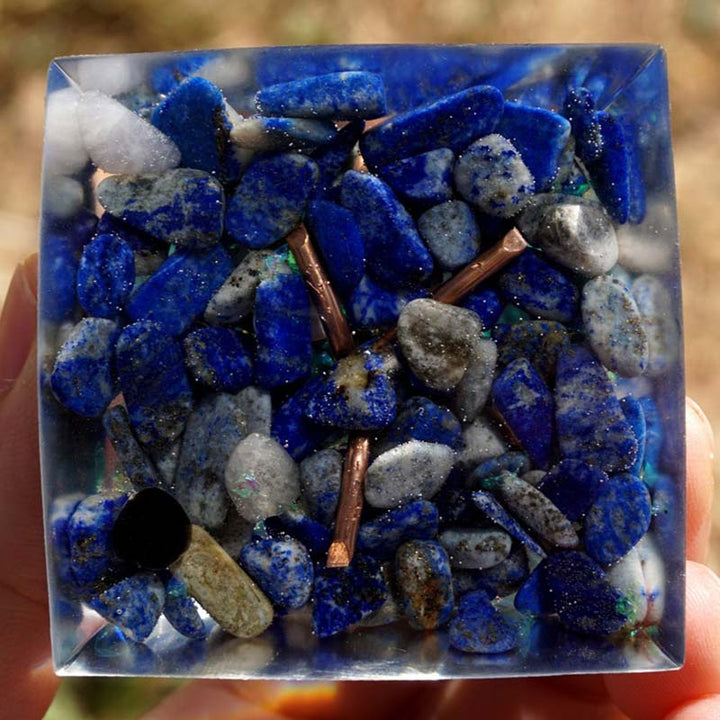 Olivenorma Lapis Lazuli With Turquoise Tree Of Life Orgone Pyramid - image 5