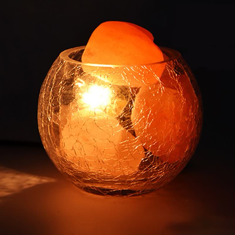 Olivenorma Creative Ice Cracked Glass Tank Himalayan Pink Salt Lamp - Small Yellow - Japan Plug - image 7