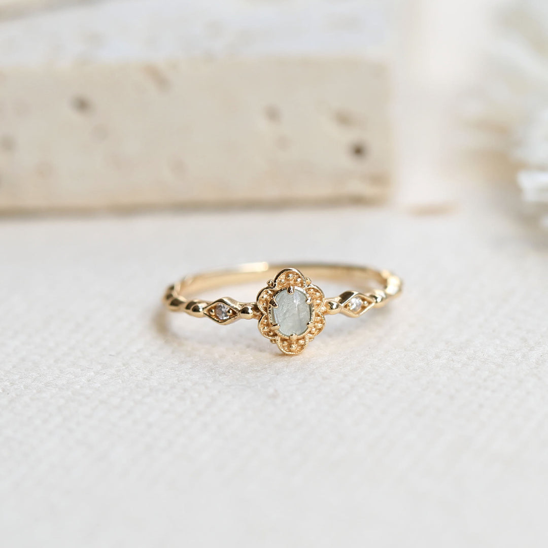 Olivenorma Vintage Natural Aquamarine Daisy Flowers Ring - image 14