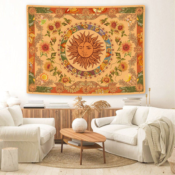 Olivenorma Yellow Orange Sun And Moon Sunflower Tapestry - image 3
