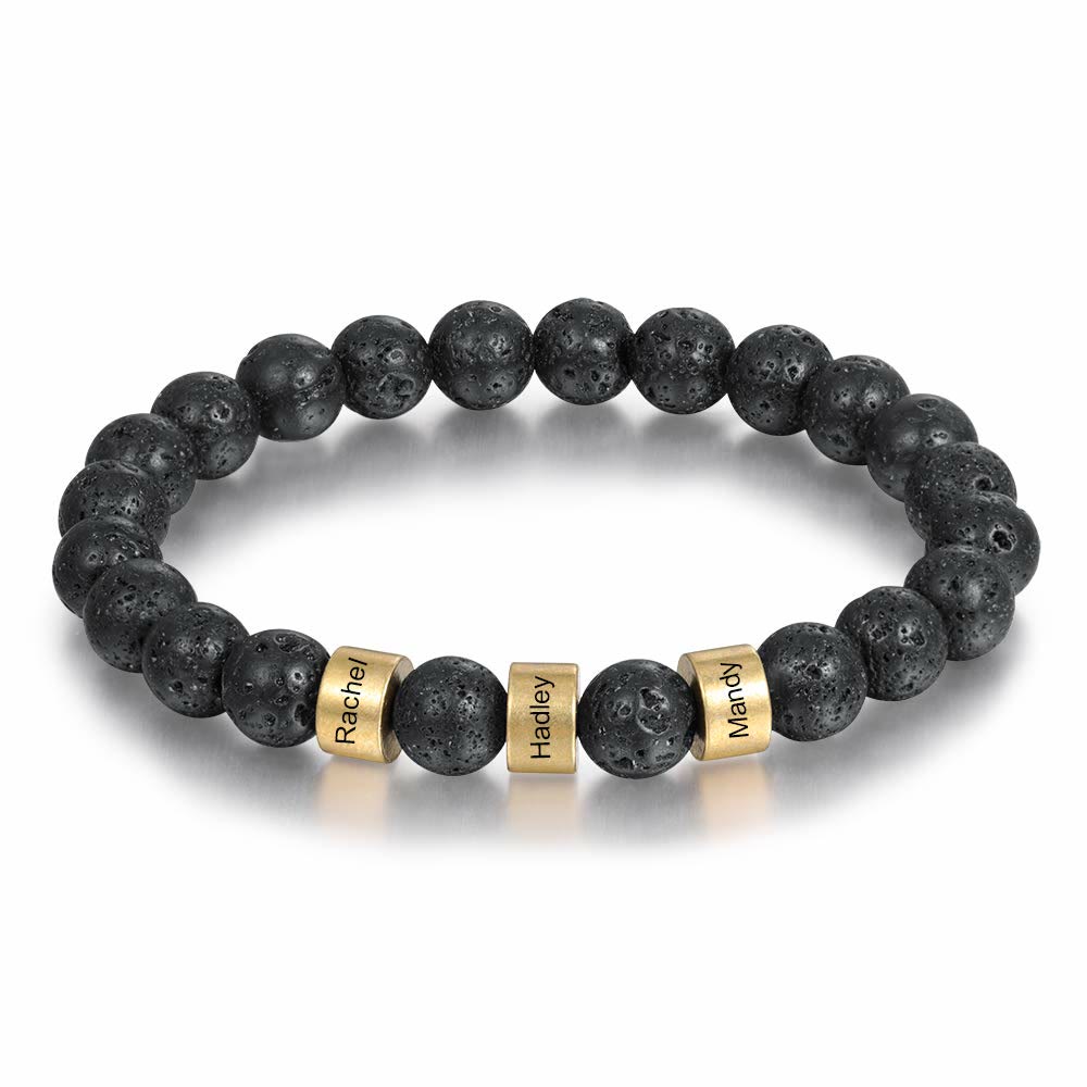 Olivenorma Natural Stone Engraving Personalized Beads Men Bracelet - image 3