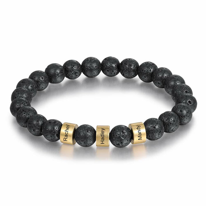 Olivenorma Natural Stone Engraving Personalized Beads Men Bracelet - image 3