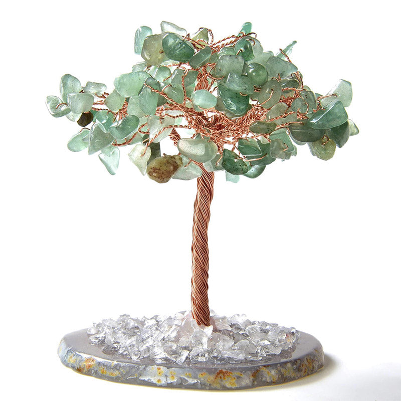 Olivenorma Aventurine Natural Gemstone Feng Shui Tree with Agate Base - Green Aventurine - 4 inches - image 0