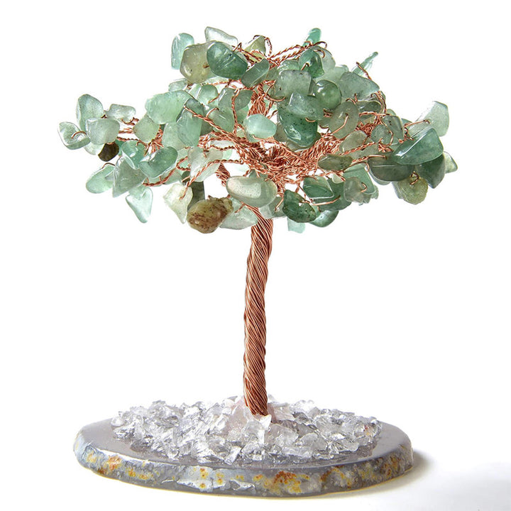 Olivenorma Aventurine Natural Gemstone Feng Shui Tree with Agate Base - Green Aventurine - 4 inches - image 0