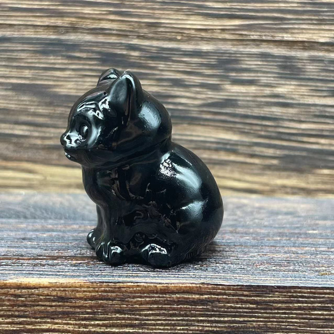 Olivenorma Natural Stone 1.2 Inch Cute Kitten Gemstone Decoration - Obsidian - image 38