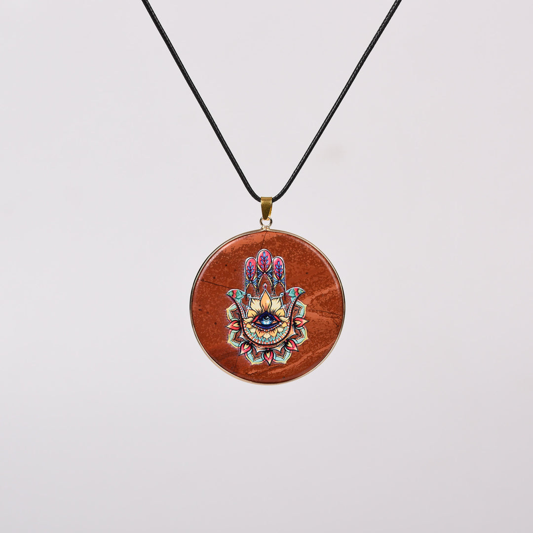 Olivenorma Crystal Hamsa Chakra Tree Of Life Necklace - Red Jasper - Hamsa&Evil Eye - image 16