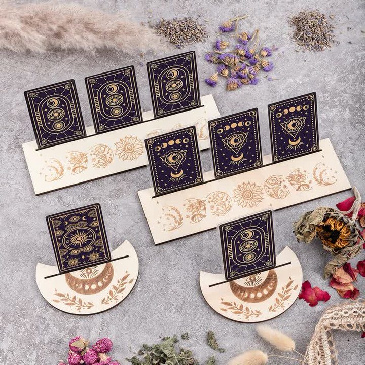 Moon And Eyes Wooden Tarot Card Holder - image 0