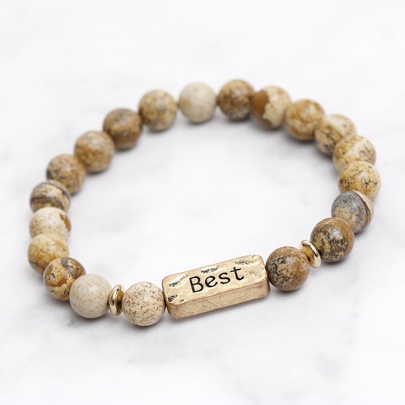Olivenorma Natural Gemstone Best Engraving Bracelet - Picture Jasper#1 - image 1