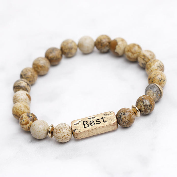 Olivenorma Natural Gemstone Best Engraving Bracelet - Picture Jasper#1 - image 1
