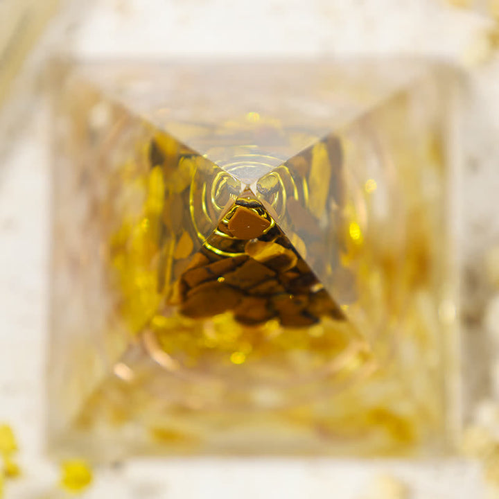 Olivenorma Tiger Eye Sunstone Tree Of Life Prosperity Orgone Pyramid - image 3