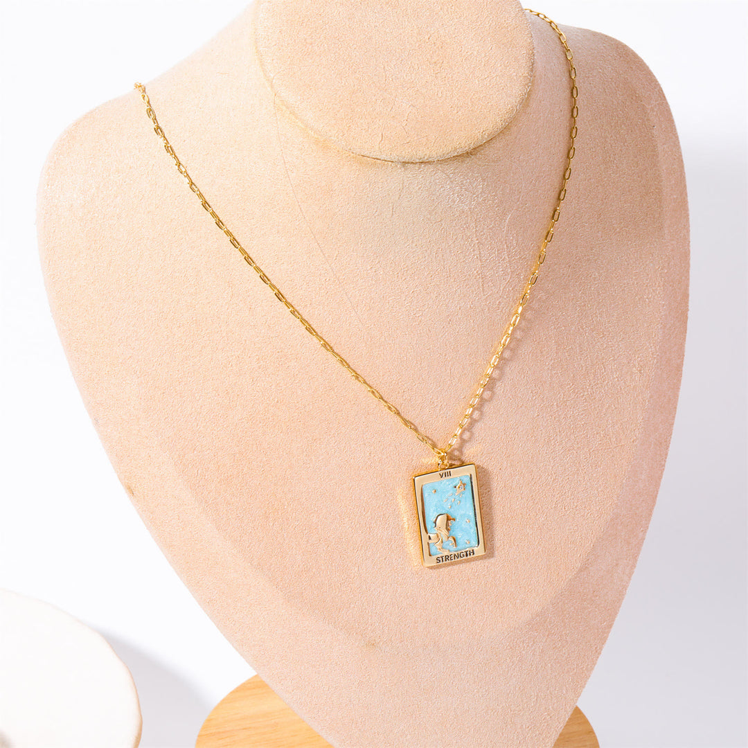 Olivenorma Vintage Tarot Card Square Pendant Titanium Steel Necklace - image 11