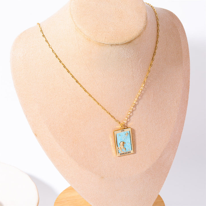Olivenorma Vintage Tarot Card Square Pendant Titanium Steel Necklace - image 11