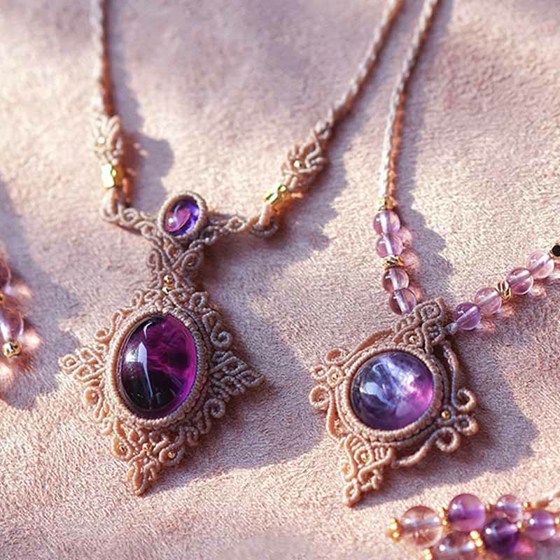 Olivenorma Amethyst Charoite Handwoven Guardian Bracelet Necklace - image 16