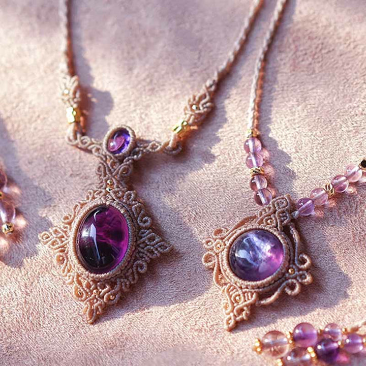 Olivenorma Amethyst Charoite Handwoven Guardian Bracelet Necklace - image 16