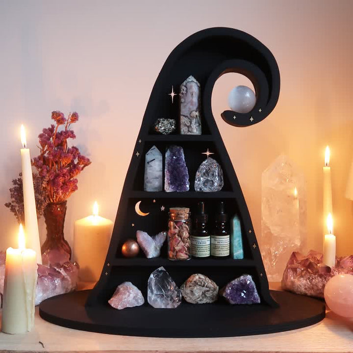 Olivenorma Witch Hat Wooden Crystal Shelf - 10.24"*7.09"(26*18cm) - image 0