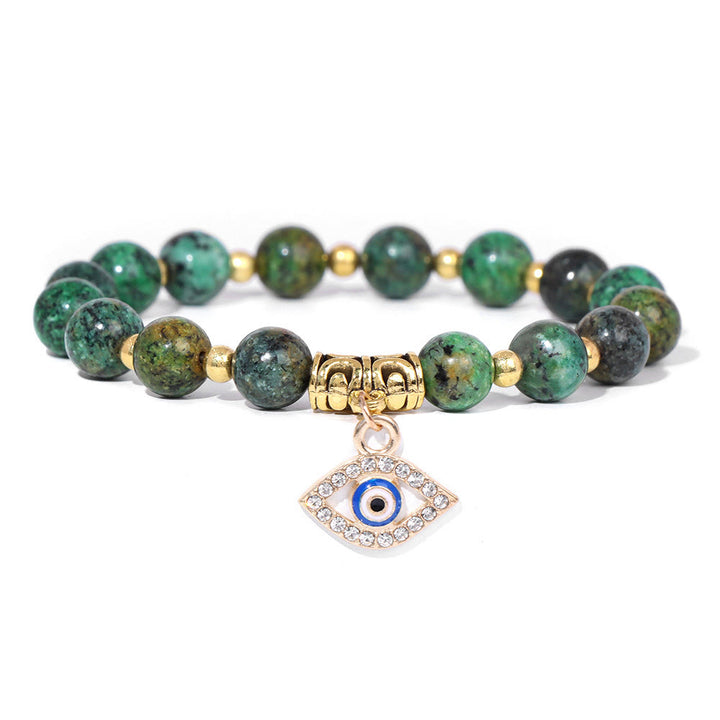 Olivenorma Natural Stone Beaded Evil Eye Pendant Bracelet - African Turquoise - image 50