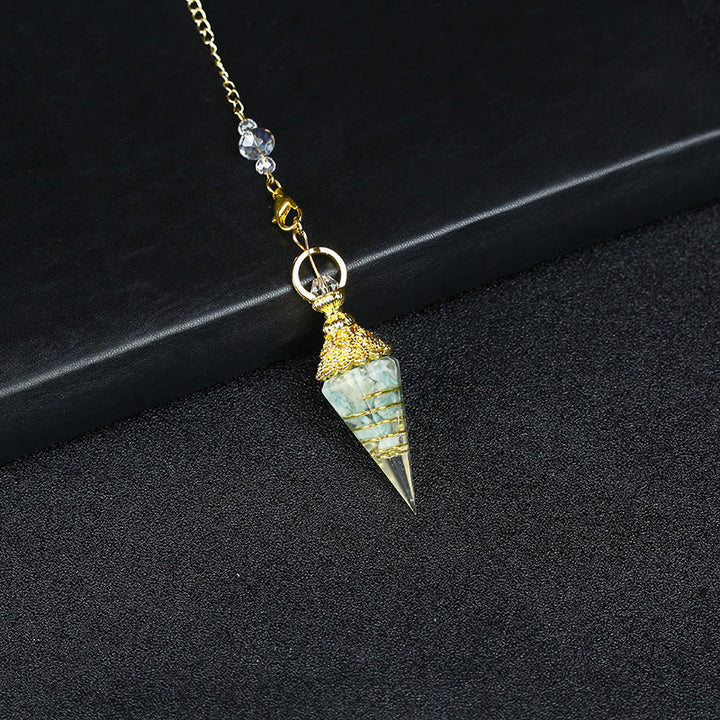 Olivenorma Natural Crystal Resin Hexagonal Pyramid Pendulum - Amazonite - image 29