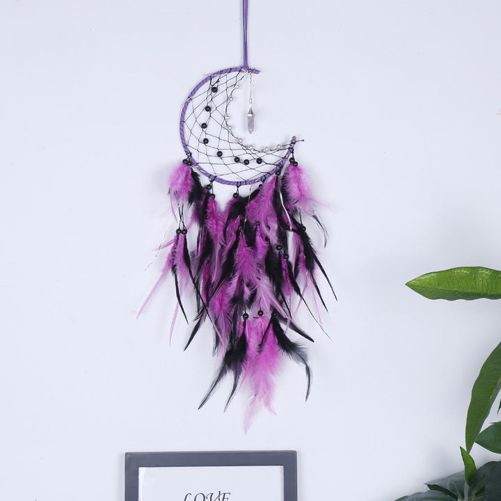 Olivenorma Amethyst Obsidian Moon Feather Dream Catcher - image 3