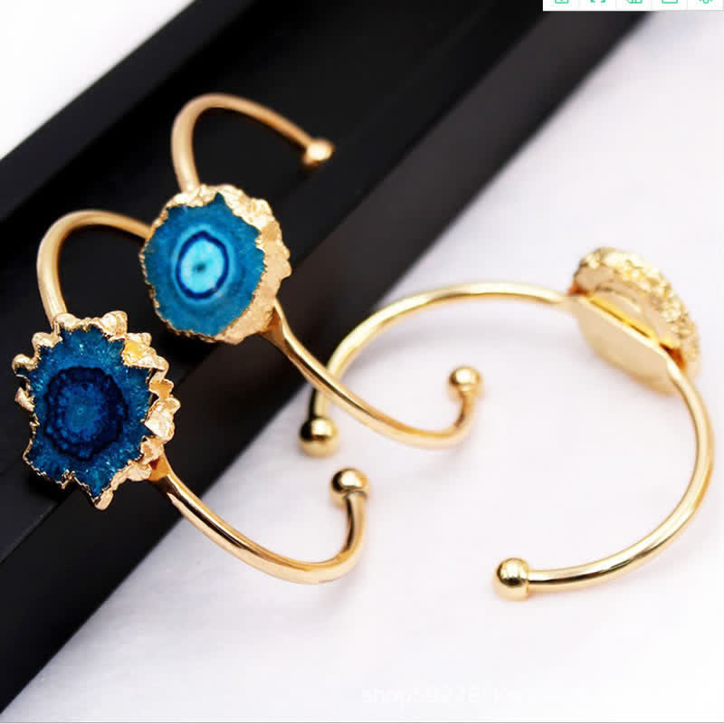 Irregular Sunflower Natural Gemstone Bracelet - Blue Quartz - image 9