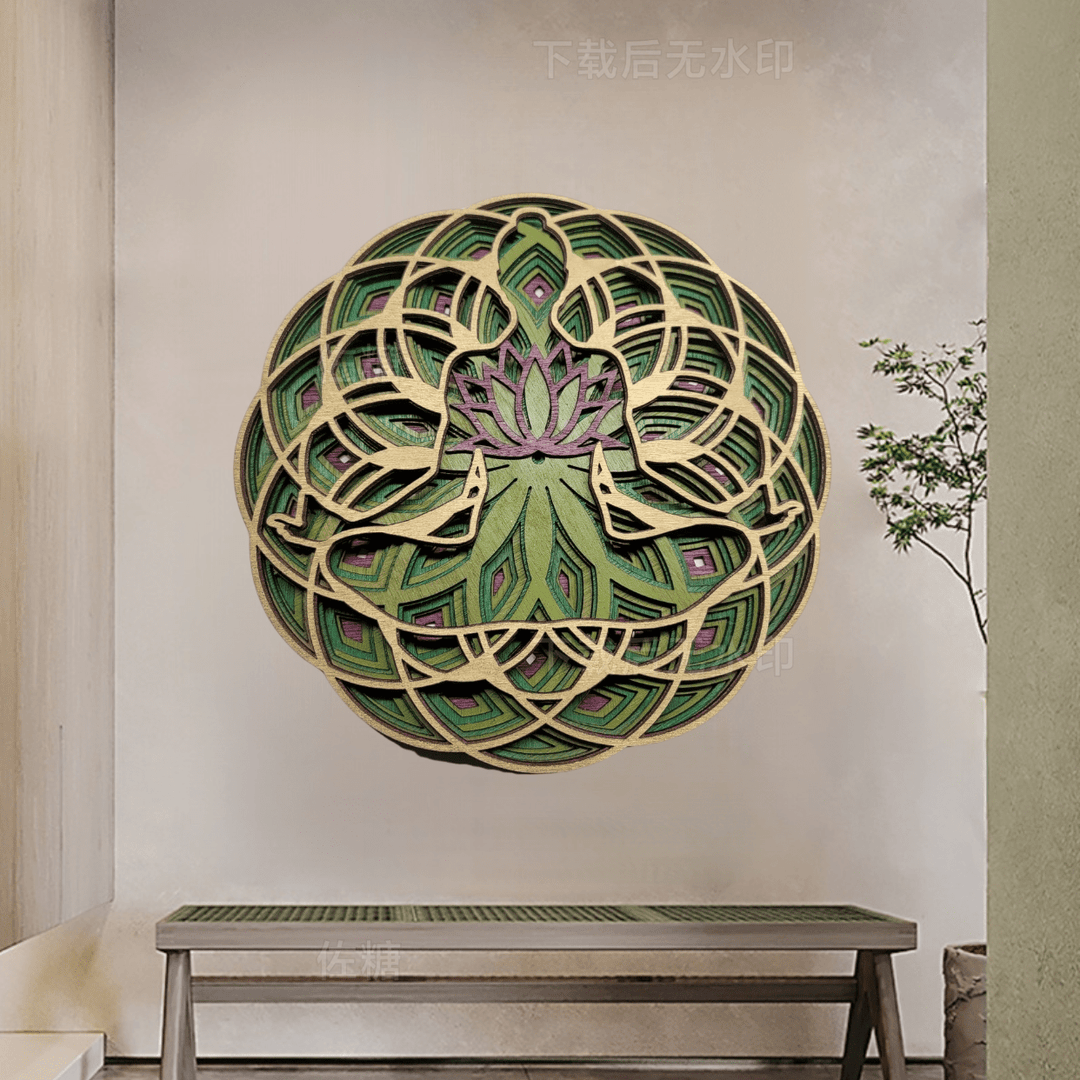 Olivenorma Green Lotus Yoga Meditation 3D Wall Decor - image 2