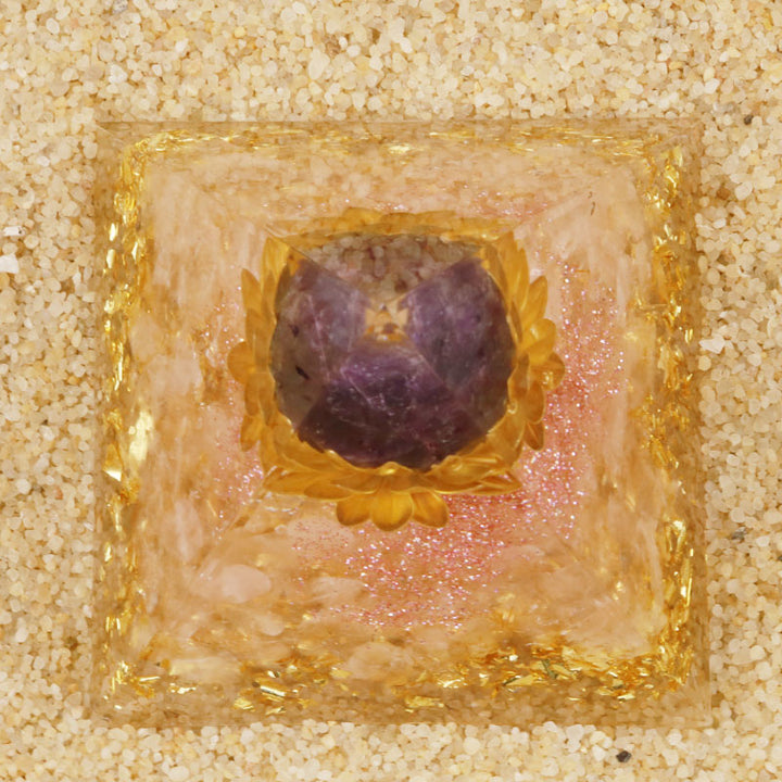 Olivenorma Amethyst Clear Quartz Orgone Pyramid - image 3