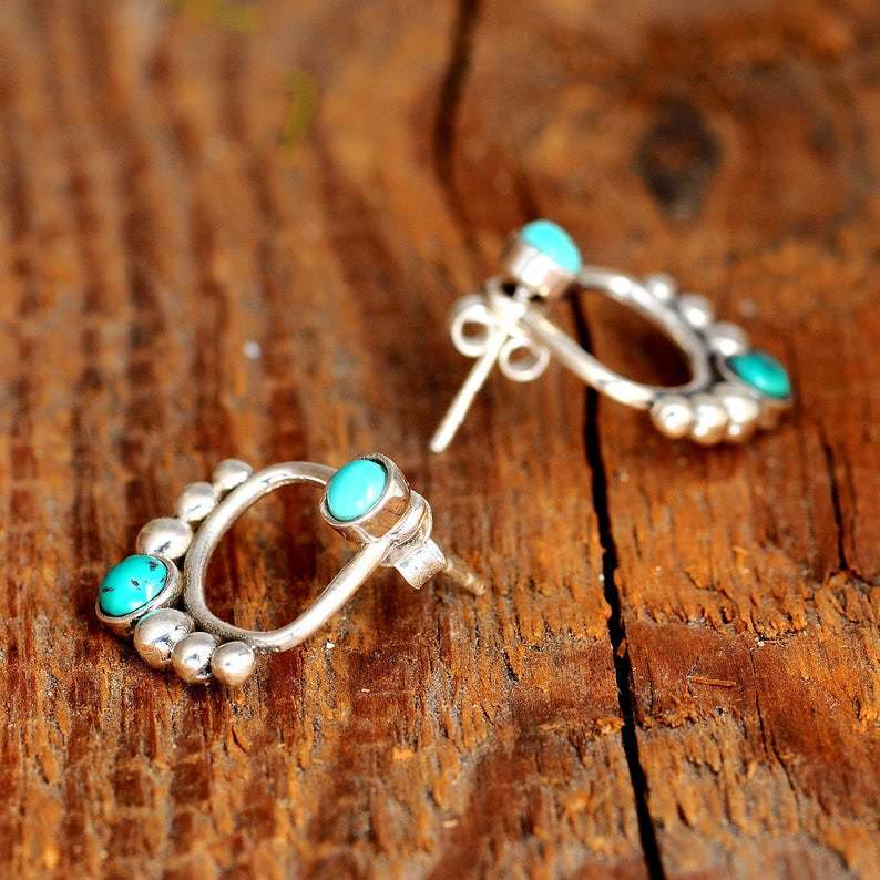 Olivenorma Turquoise Round Bead Stud Earrings - image 3