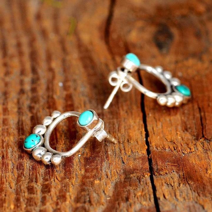 Olivenorma Turquoise Round Bead Stud Earrings - image 3