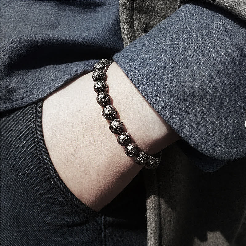 Olivenorma Plated Lava Stone 8mm Beaded Men Bracelet - image 1