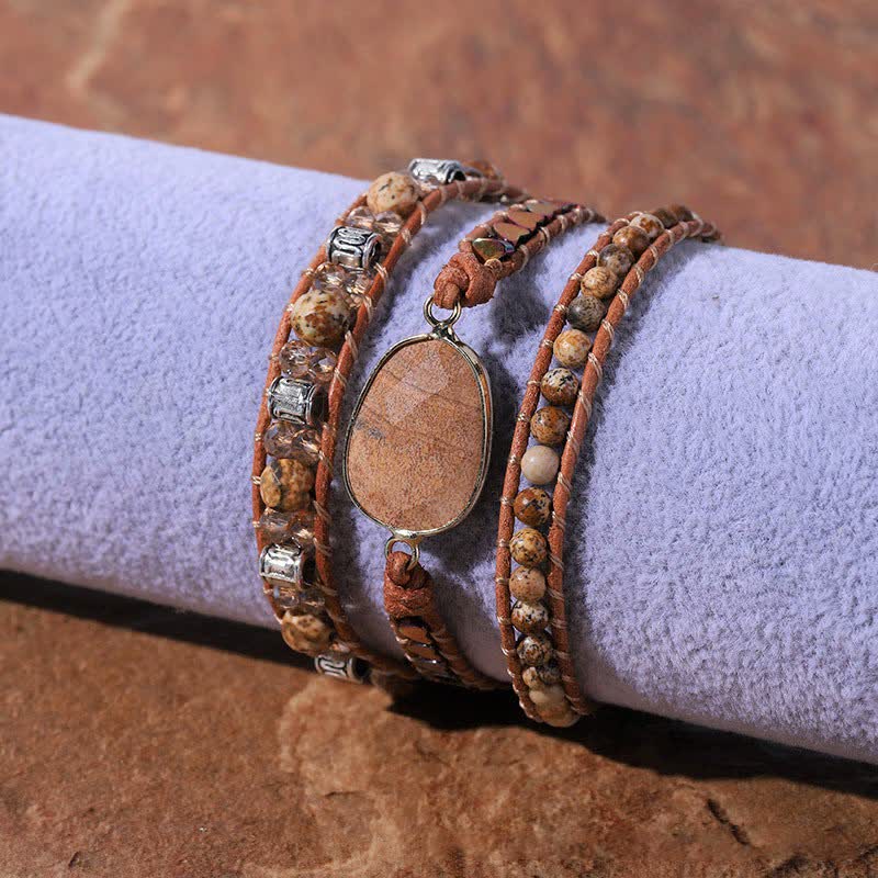 Olivenorma Natural Picture Jasper Wrap Bracelet - image 1
