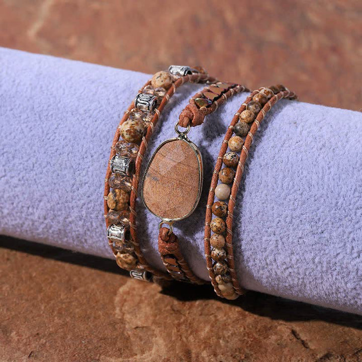 Olivenorma Natural Picture Jasper Wrap Bracelet - image 1