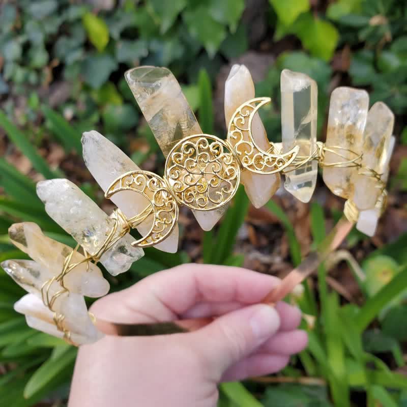 Olivenorma Citrine Crown with Gold Moon Phase Crystal Crown - image 1