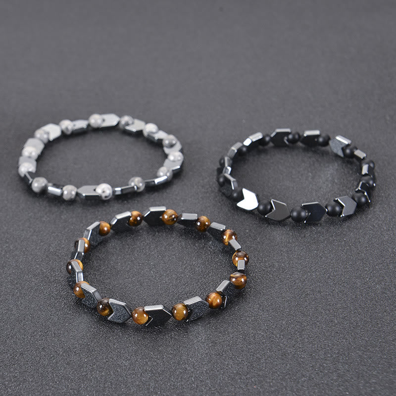Olivenorma Arrow Hematite Tiger Eye Beaded Men Bracelet - image 9