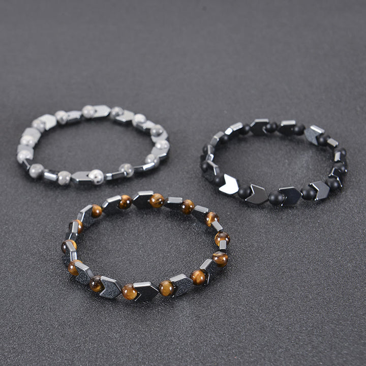 Olivenorma Arrow Hematite Tiger Eye Beaded Men Bracelet - image 9