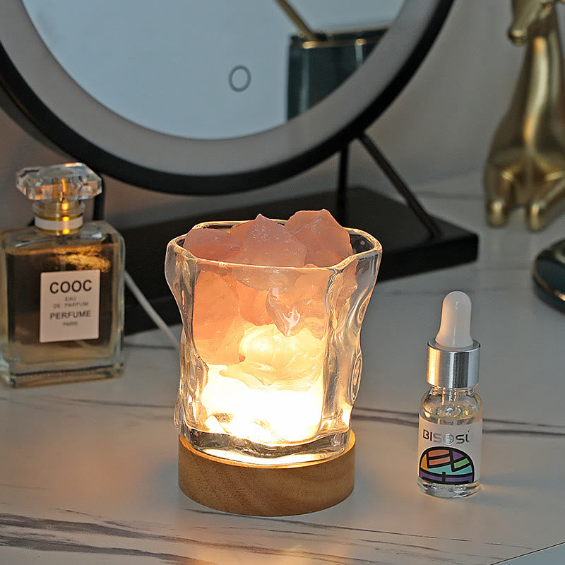 Olivenorma Irregular Glass Stone Essential Oil Crystal Aromatherapy Lamp - Rose Quartz - Shangri-la - image 1