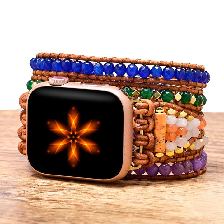 Olivenorma Natural Crystal Beaded Handwoven Apple Watch Strap - Large: Approx 96cm-suitable for wrists of 7.2-8.1 inches - Watch Dial Size 42-45mm - image 0