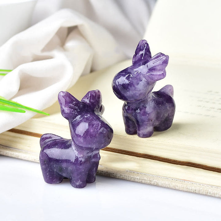 Olivenorma Natural Crystal Christmas Elk Carving Crafts Gemstone Decoration - Amethyst - image 12