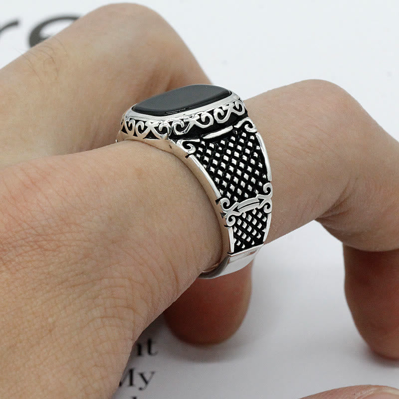 Olivenorma Black Onyx Men Silver Cool Gift Ring - image 3