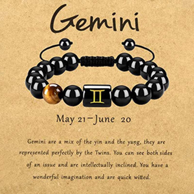 Olivenorma Tiger Eye With Obsidian Zodiac Bracelet - Gemini - image 3
