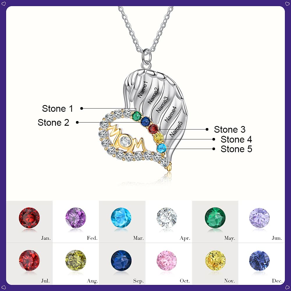 Olivenorma Mothers Birthstones Half Diamond Heart Necklace - image 17