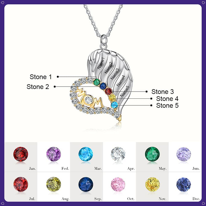 Olivenorma Mothers Birthstones Half Diamond Heart Necklace - image 17